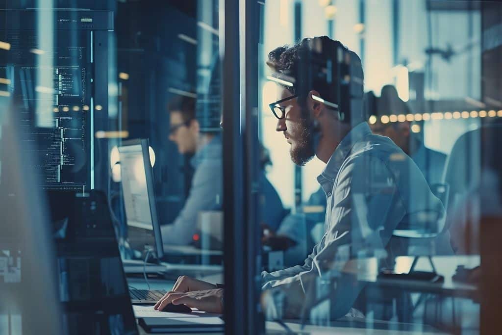 Trabajos mejor pagados en España: profesional de IT trabajando en oficina